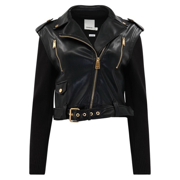 Simkhai Belene Mix Media Moto Jacket - Picture 1 of 6